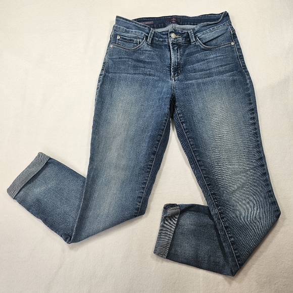 Annabelle Denim - NYDJ Annabelle Skinny Boyfriend Jeans Size 6 Medium Wash Lift Tuck Stretch Denim